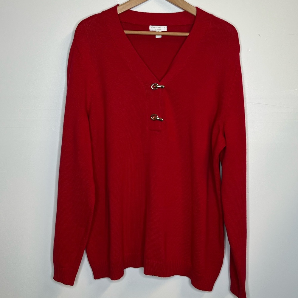 Charter Club Red Knit Sweater, 2X